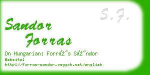 sandor forras business card